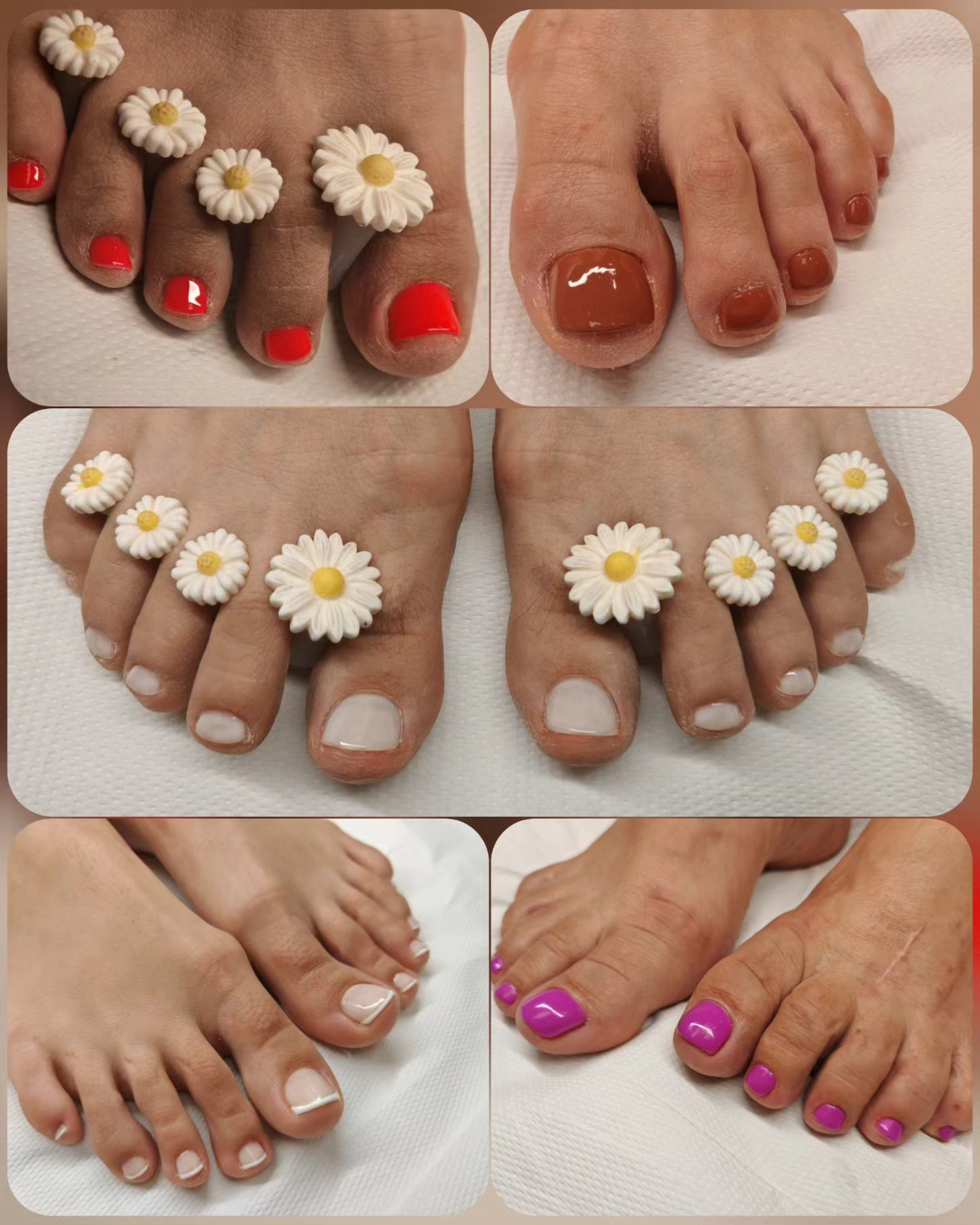 Pedikura - raznobarvni odtenki